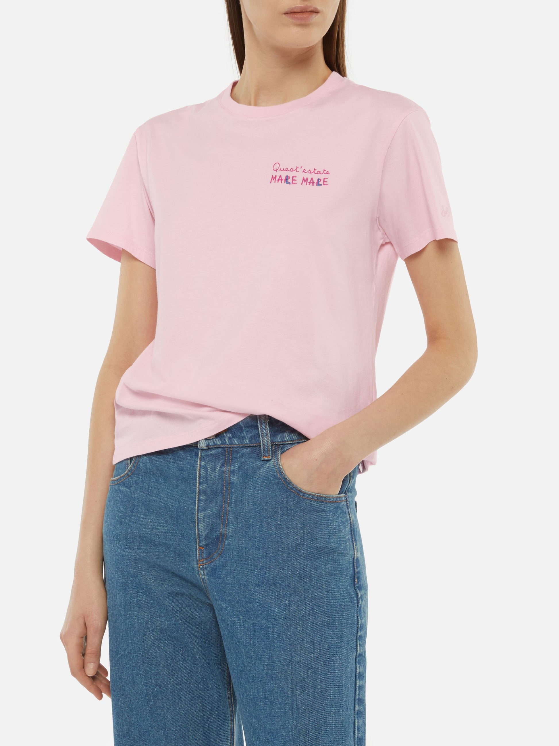 Emilie cotton t-shirt with Mare Male embroidery - MC2 Saint Barth
