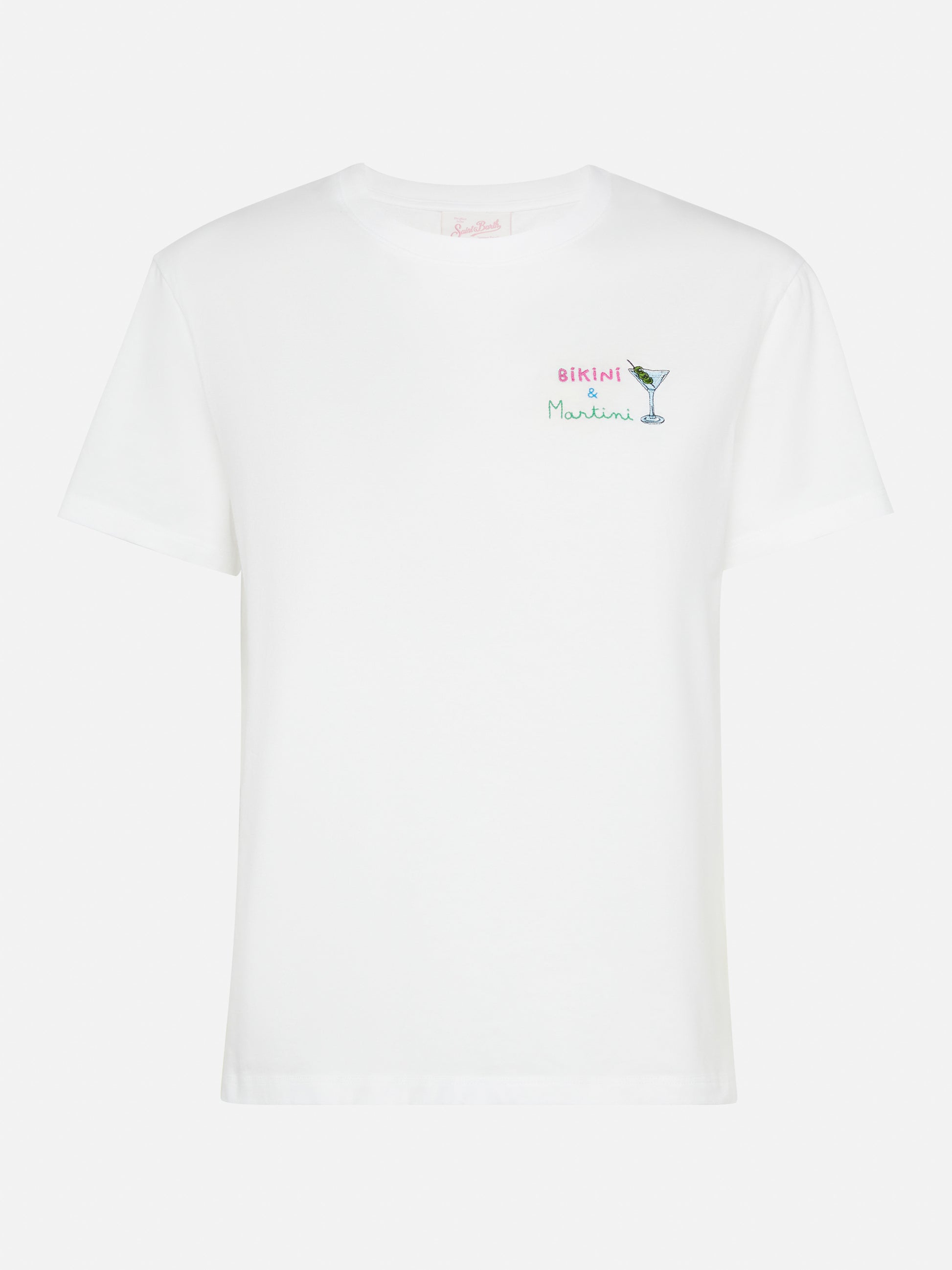 Emilie cotton t-shirt with Bikini & Martini embroidery - MC2 Saint Barth