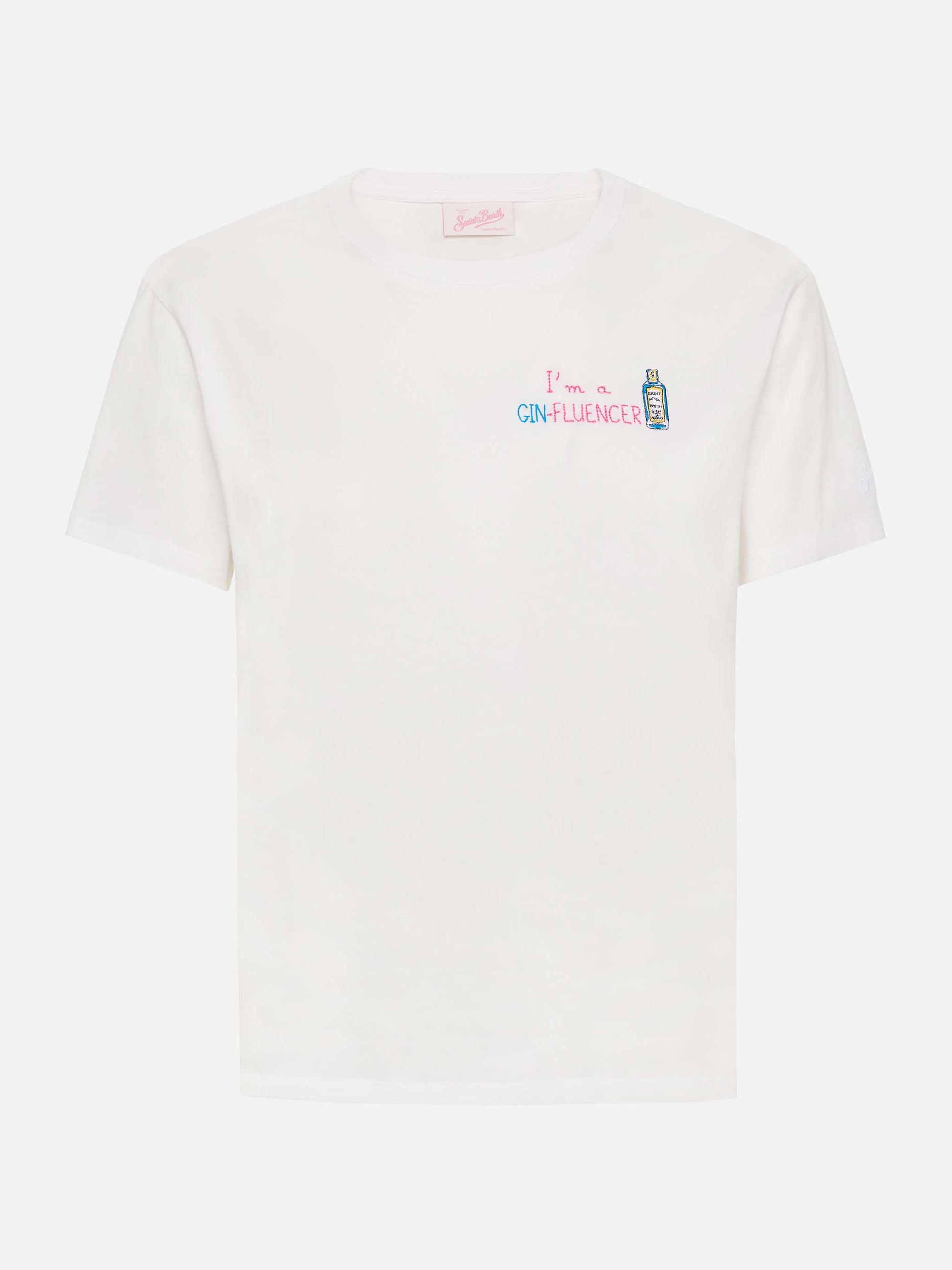 Emilie cotton t-shirt with GIN-fluencer embroidery - MC2 Saint Barth
