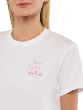 Emilie cotton t-shirt with Libertè, Egalitè, Vin Rosè embroidery - MC2 Saint Barth