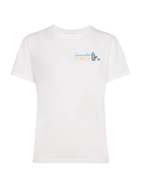 Emilie cotton t-shirt with Sono molto tonica embroidery - MC2 Saint Barth