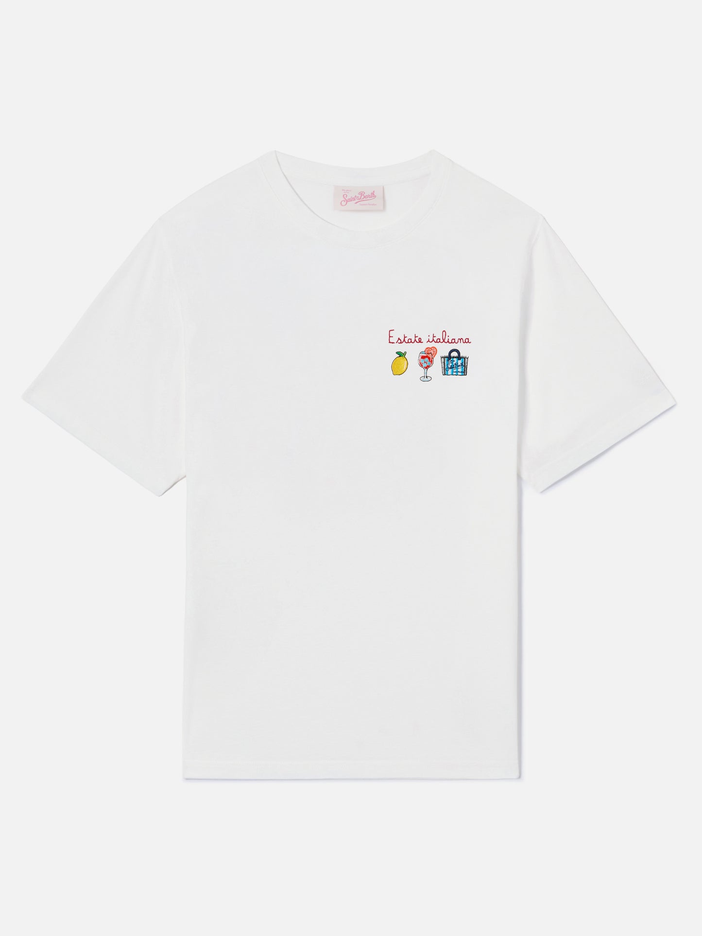 Camiseta Emilie blanca con bordado Estate Italiana