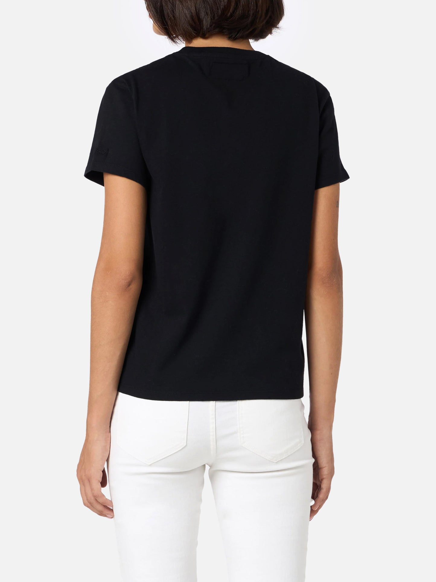 T-shirt nera da donna in cotone pesante Emilie con ricamo Vip Club Cortina | VIP CLUB CORTINA SPECIAL EDITION