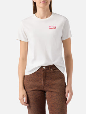 T-shirt Emilie in cotone bianco con ricamo Fatemi Santa
