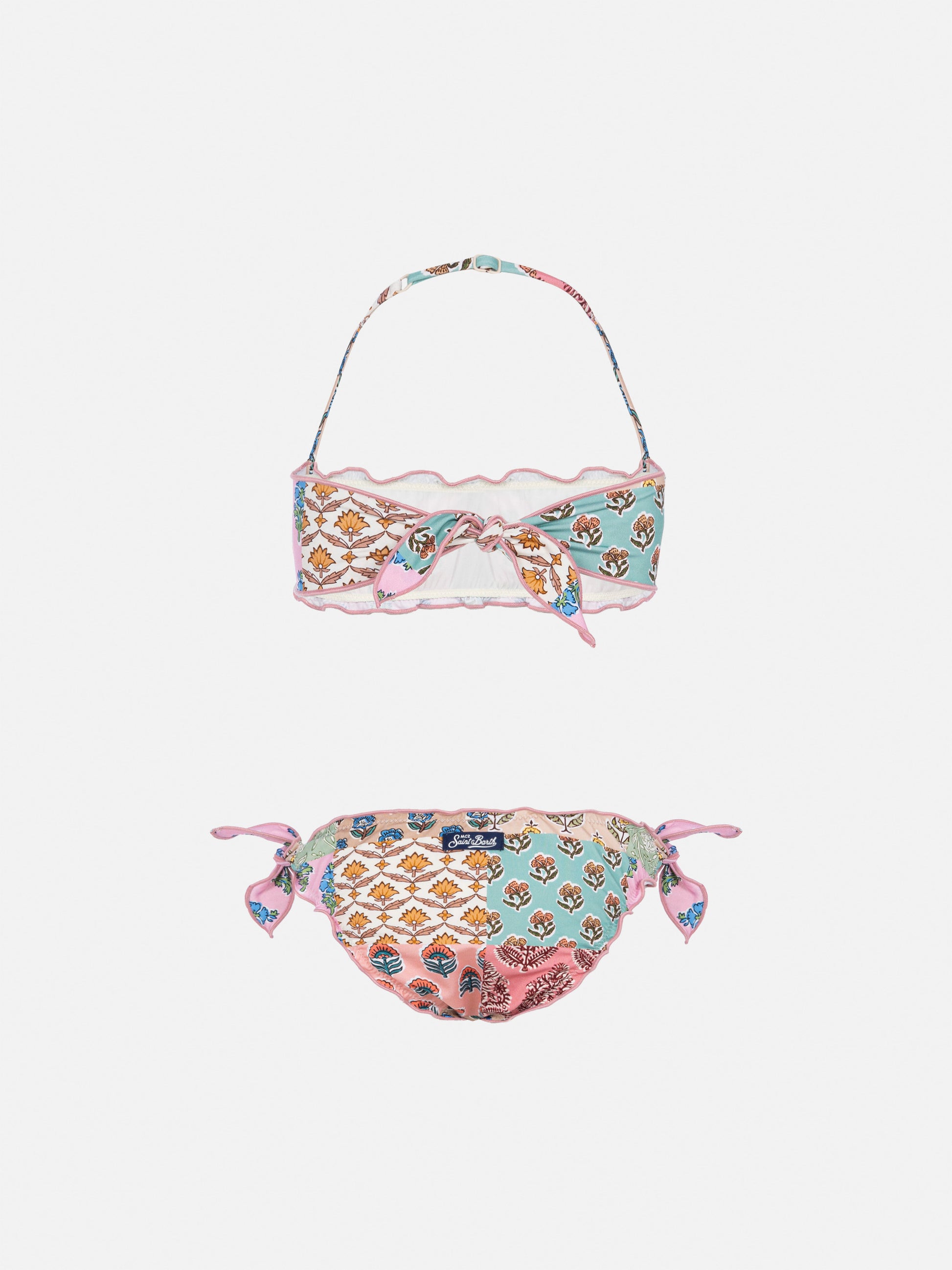 Emy classic bandeau bikini with flower patch print - MC2 Saint Barth