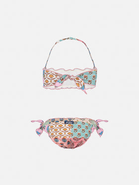 Emy classic bandeau bikini with flower patch print - MC2 Saint Barth