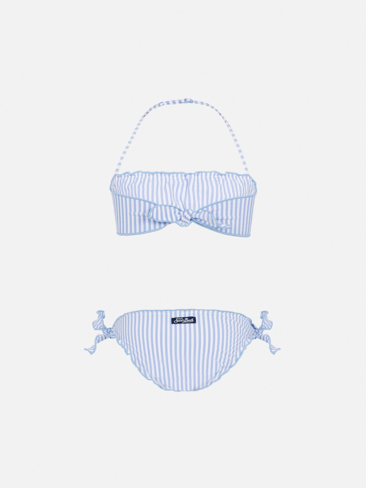 Emy classic bandeau seersucker bikini with striped print - MC2 Saint Barth