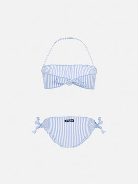 Emy classic bandeau seersucker bikini with striped print - MC2 Saint Barth