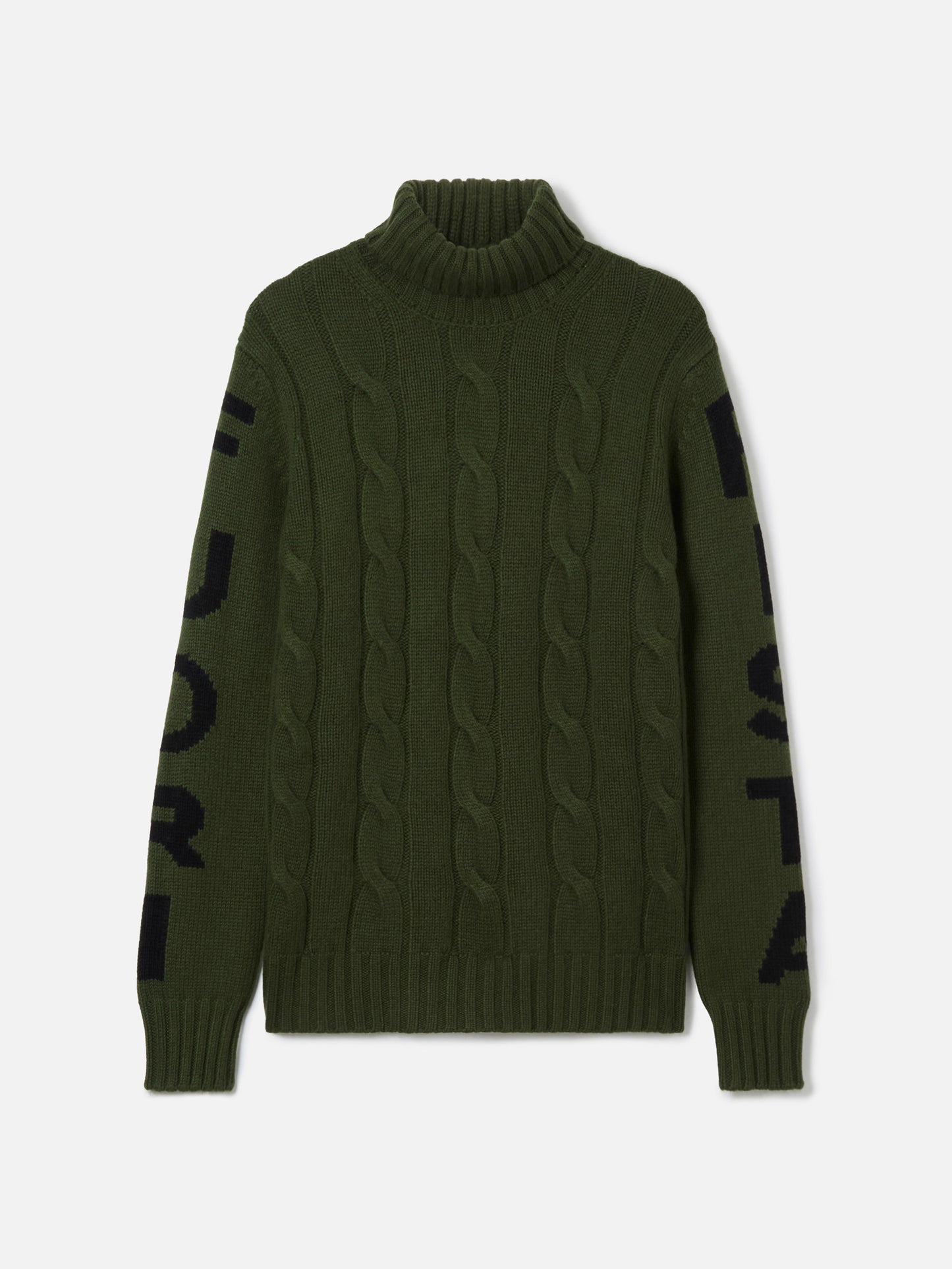 Man turtleneck braided sweater with Fuori pista jacquard