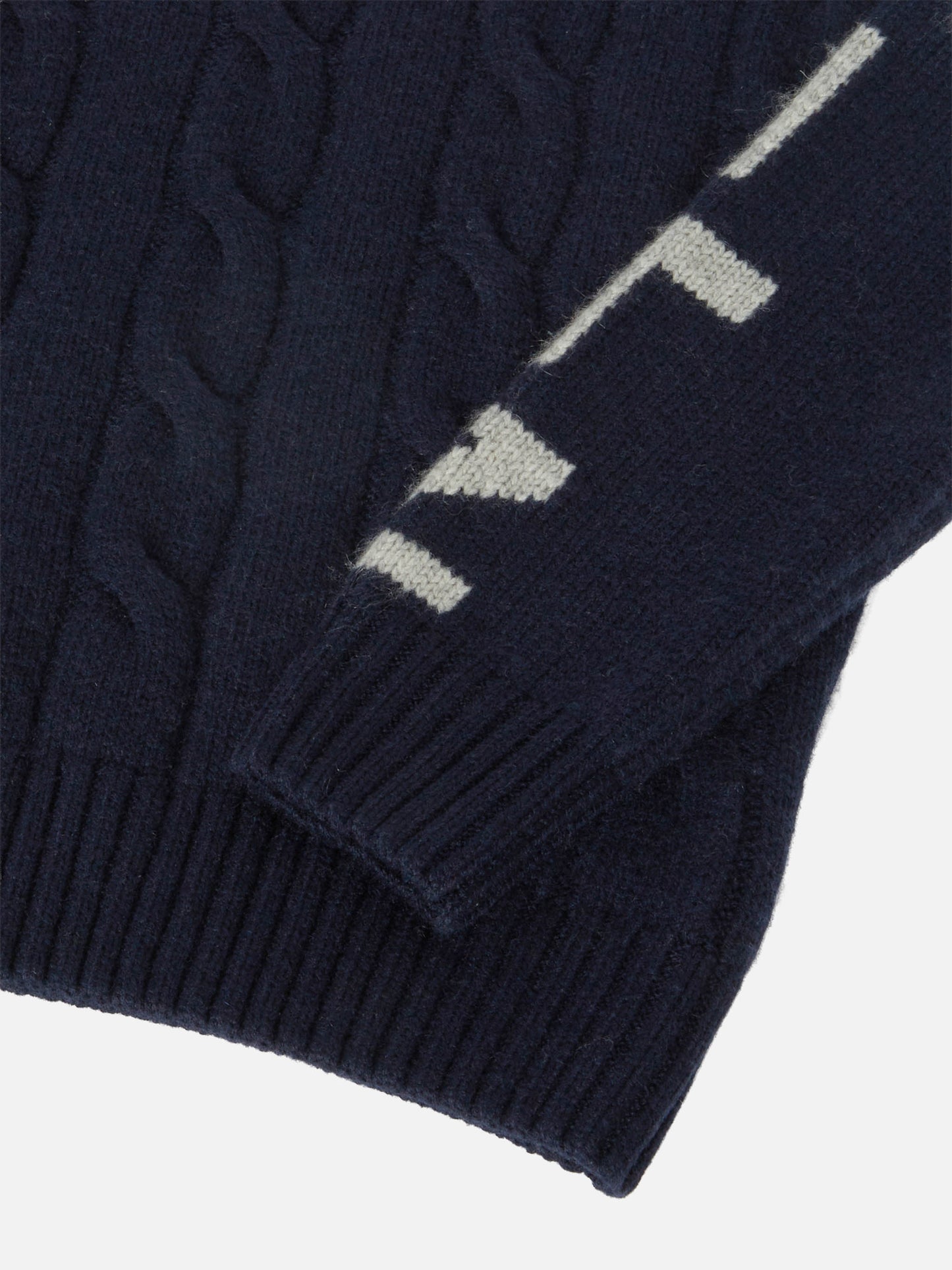 Dolcevita a trecce Fisherman Jr blu navy con jacquard Saint Moritz