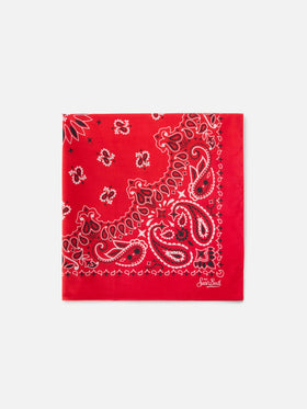 Cotton Foulard with red bandanna print