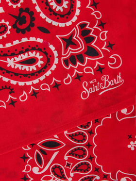 Cotton Foulard with red bandanna print