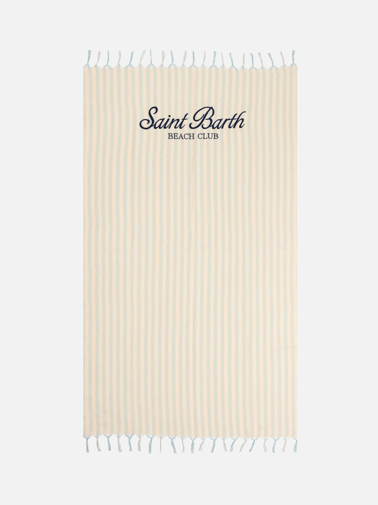 Leichtes Fouta-Strandtuch aus Baumwolle mit blauem Streifendruck