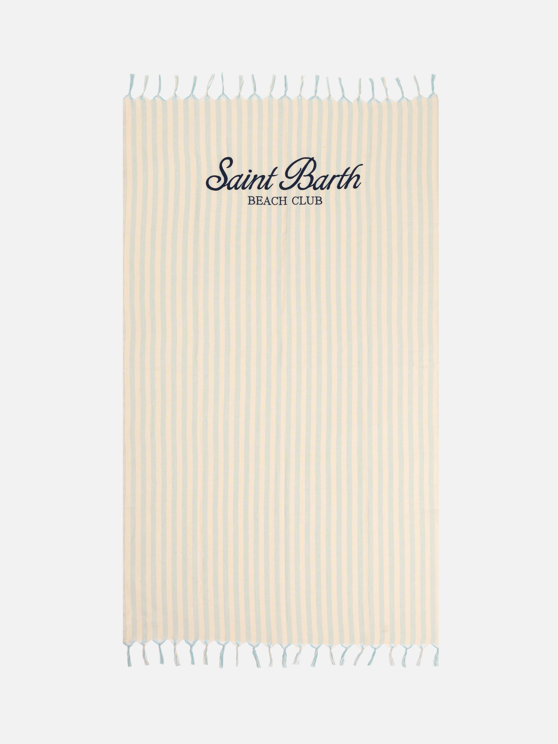 Light cotton Fouta beach towel with bluette striped print - MC2 Saint Barth