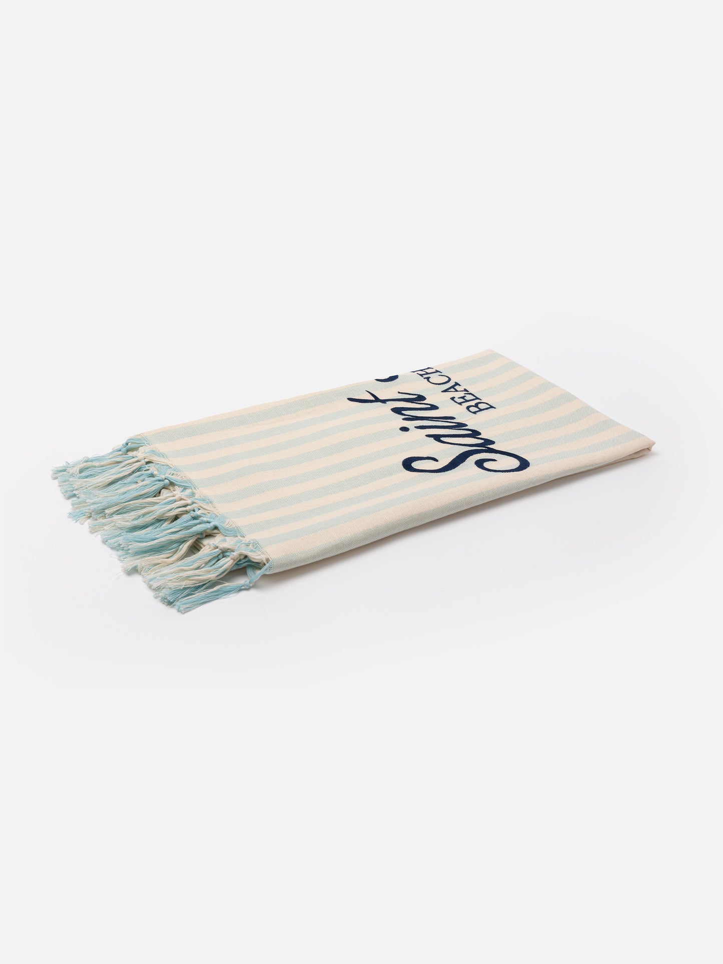 Leichtes Fouta-Strandtuch aus Baumwolle mit blauem Streifendruck