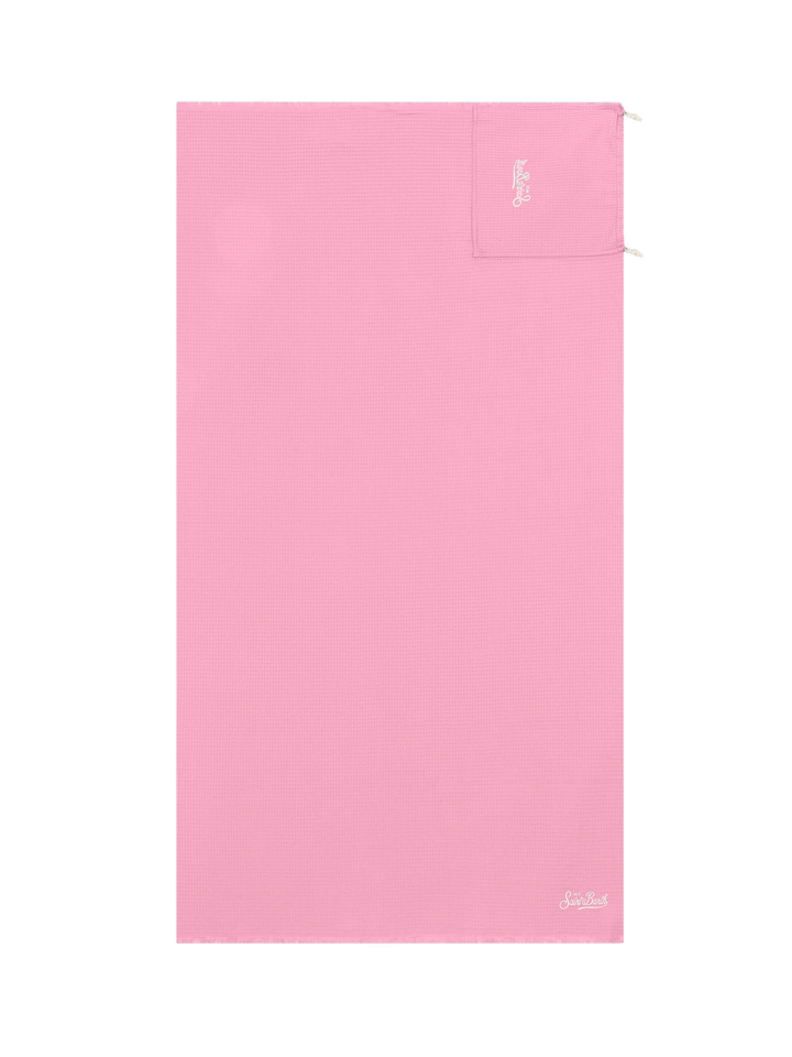 Pink honeycomb cotton FoutaSac beach towel - MC2 Saint Barth