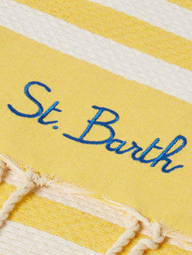 Cotton beach towel Fouta with yellow striped print - MC2 Saint Barth