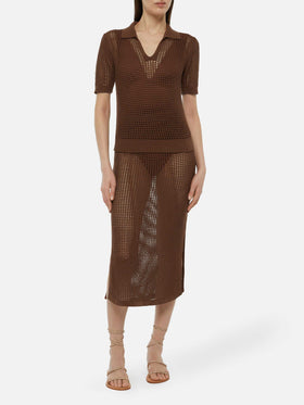 Flora brown mesh crochet polo - MC2 Saint Barth