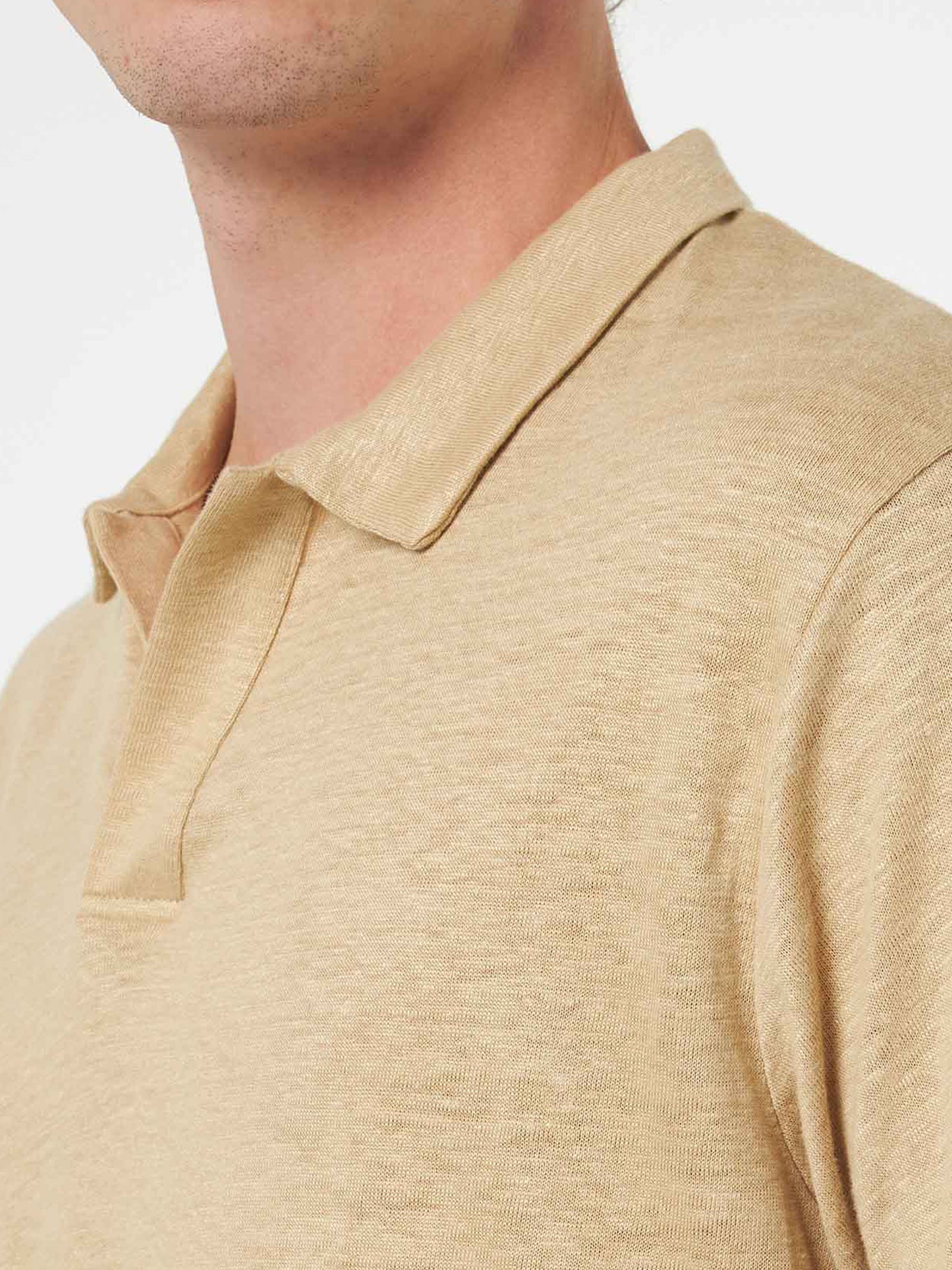 Beigefarbenes Herren-Leinen-Poloshirt Fraser