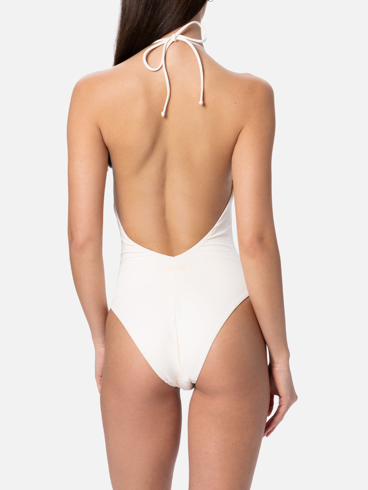 Woman cream halter neck one piece swimsuit - MC2 Saint Barth