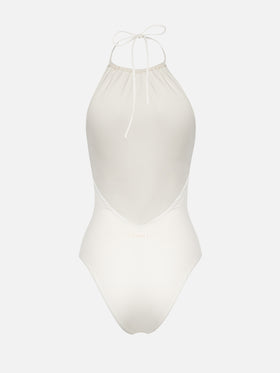 Woman cream halter neck one piece swimsuit - MC2 Saint Barth