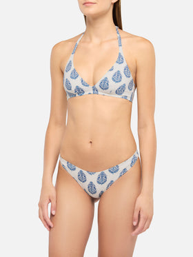 Fixed triangle bikini Gaia Lido with classic swim briefs and paisley print