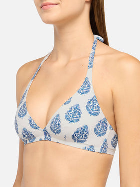 Fixed triangle bikini Gaia Lido with classic swim briefs and paisley print