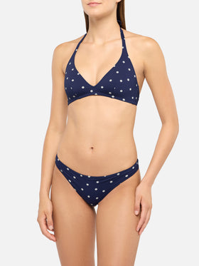 Gaia Maia fixed triangle bikini with high waist bottoms and polka dot print