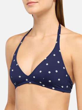 Gaia triangle bralette top with polka dots print