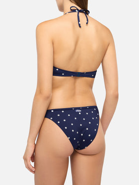 Gaia Maia fixed triangle bikini with high waist bottoms and polka dot print