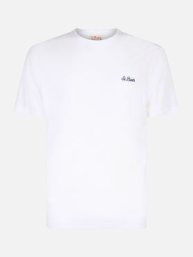 White terry t-shirt Gary with St. Barth embroidery