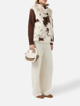 Borsa a mano Gilda Mutton Wool pied de poule e shearling