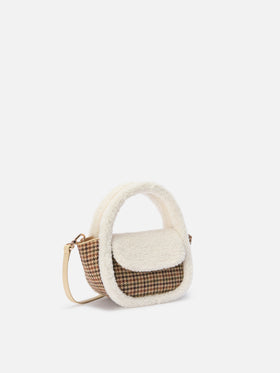 Borsa a mano Gilda Mutton Wool pied de poule e shearling