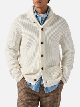 White pure-wool cardigan Glasgow