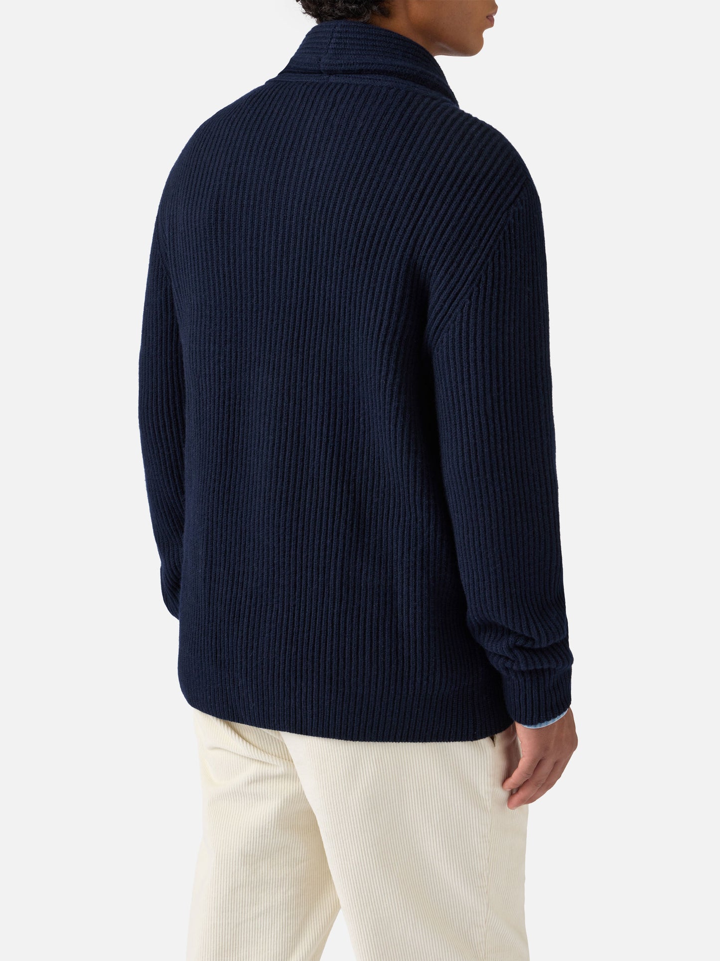 Cardigan Glasgow in pura lana blu notte