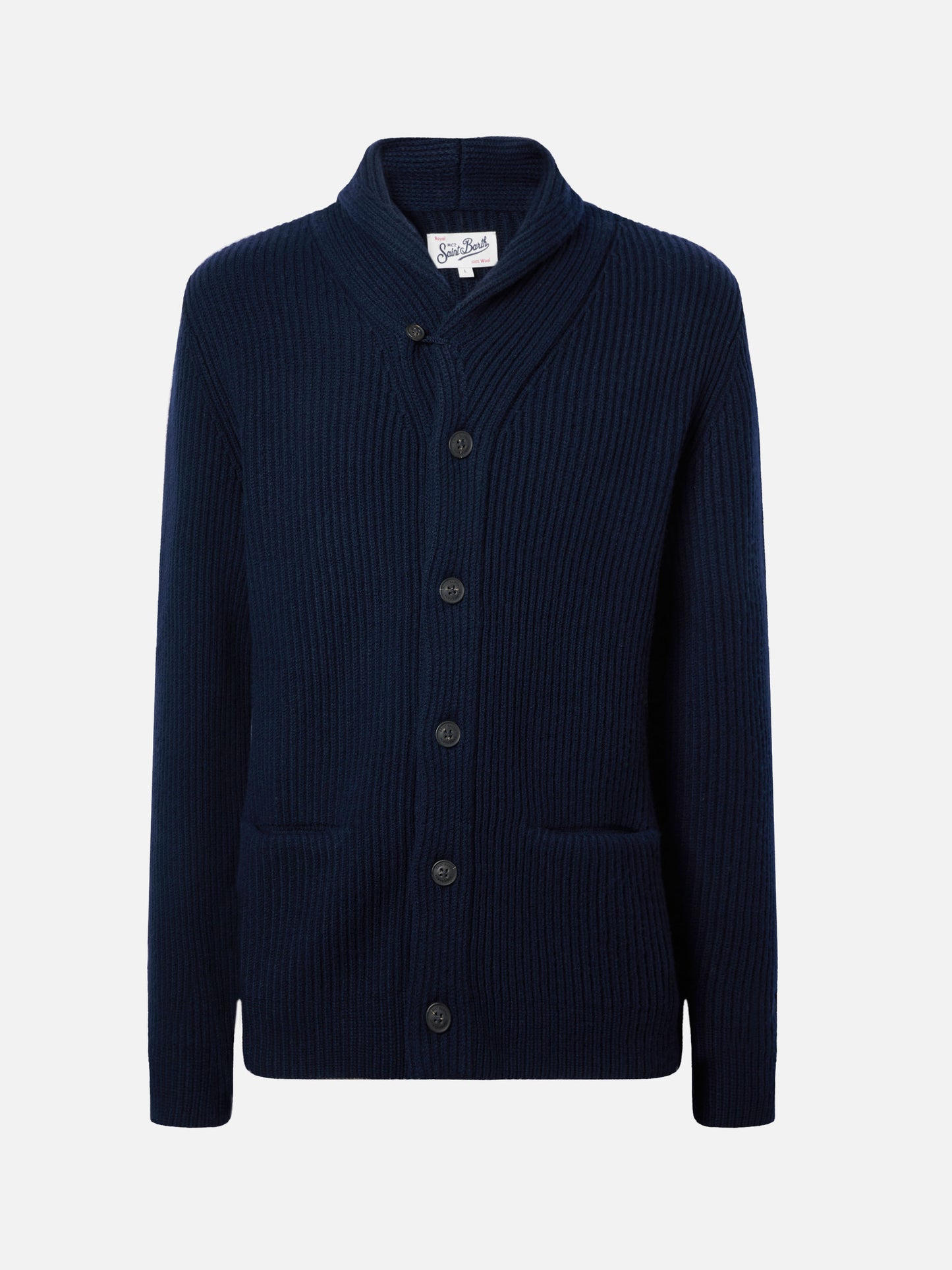 Cardigan Glasgow in pura lana blu notte