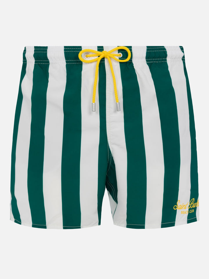 Mid-length striped Gustavia swim-shorts with St. Barth embroidery - MC2 Saint Barth
