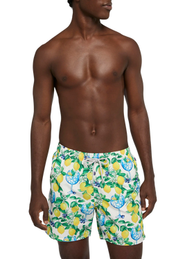 Mid-length Gustavia swim-shorts with gin and lemons print - MC2 Saint Barth