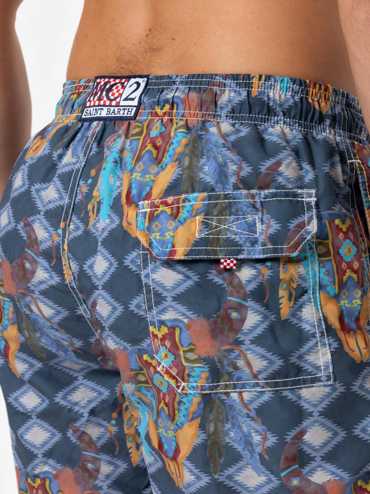 Man classic swim shorts Gustavia with buffalo print - MC2 Saint Barth