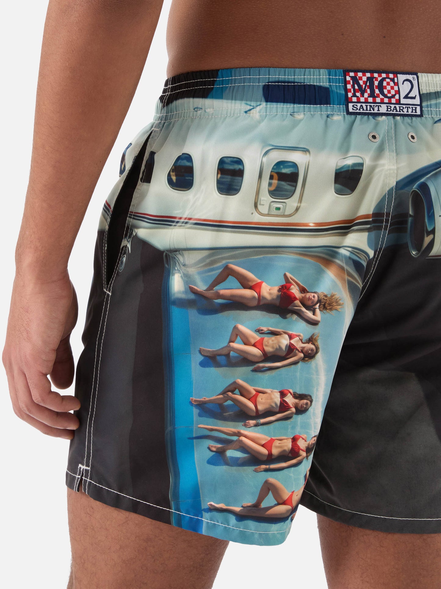 Gustavia swim shorts with St. Barth Airlines print | Special Edition