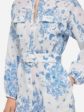 Hanniel linen playsuit with butterfly toile de jouy print - MC2 Saint Barth
