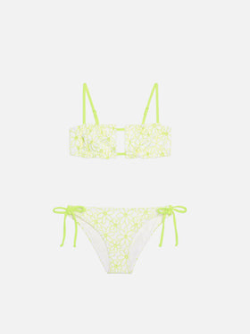 Girl bikini with daisy embroidery