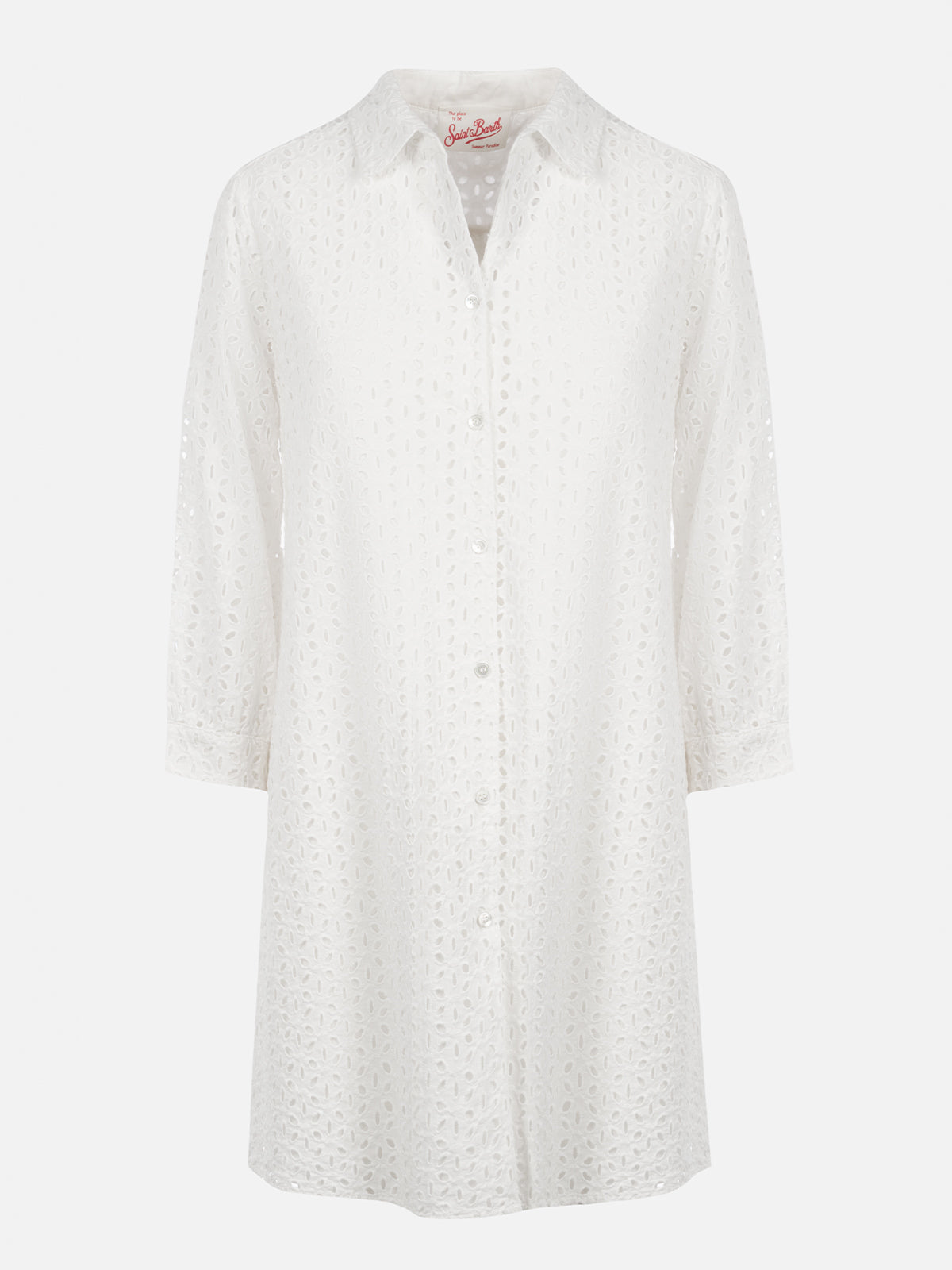 Abito mini da donna in Sangallo bianco