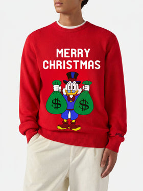 Heron red sweater with Uncle Scrooge Merry Christmas jacquard | DISNEY SPECIAL EDITION