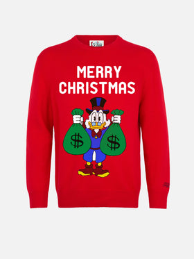 Heron red sweater with Uncle Scrooge Merry Christmas jacquard | DISNEY SPECIAL EDITION