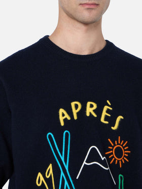 Man blue sweater Heron with Apres ski embroidery - MC2 Saint Barth