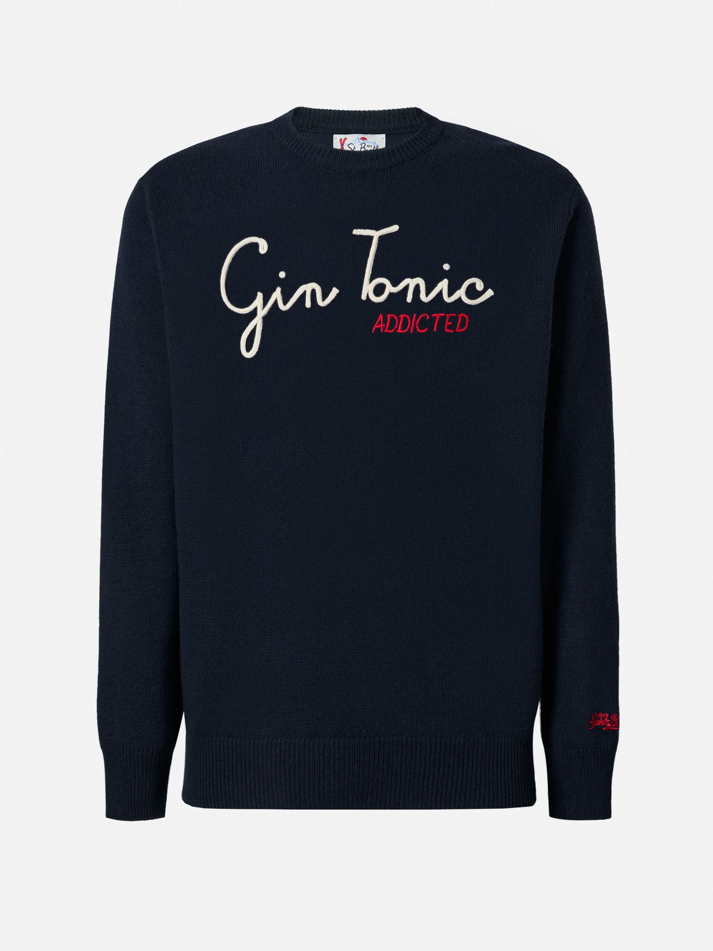 Navy blue crewneck Heron with Gin Tonic Addicted embroidery