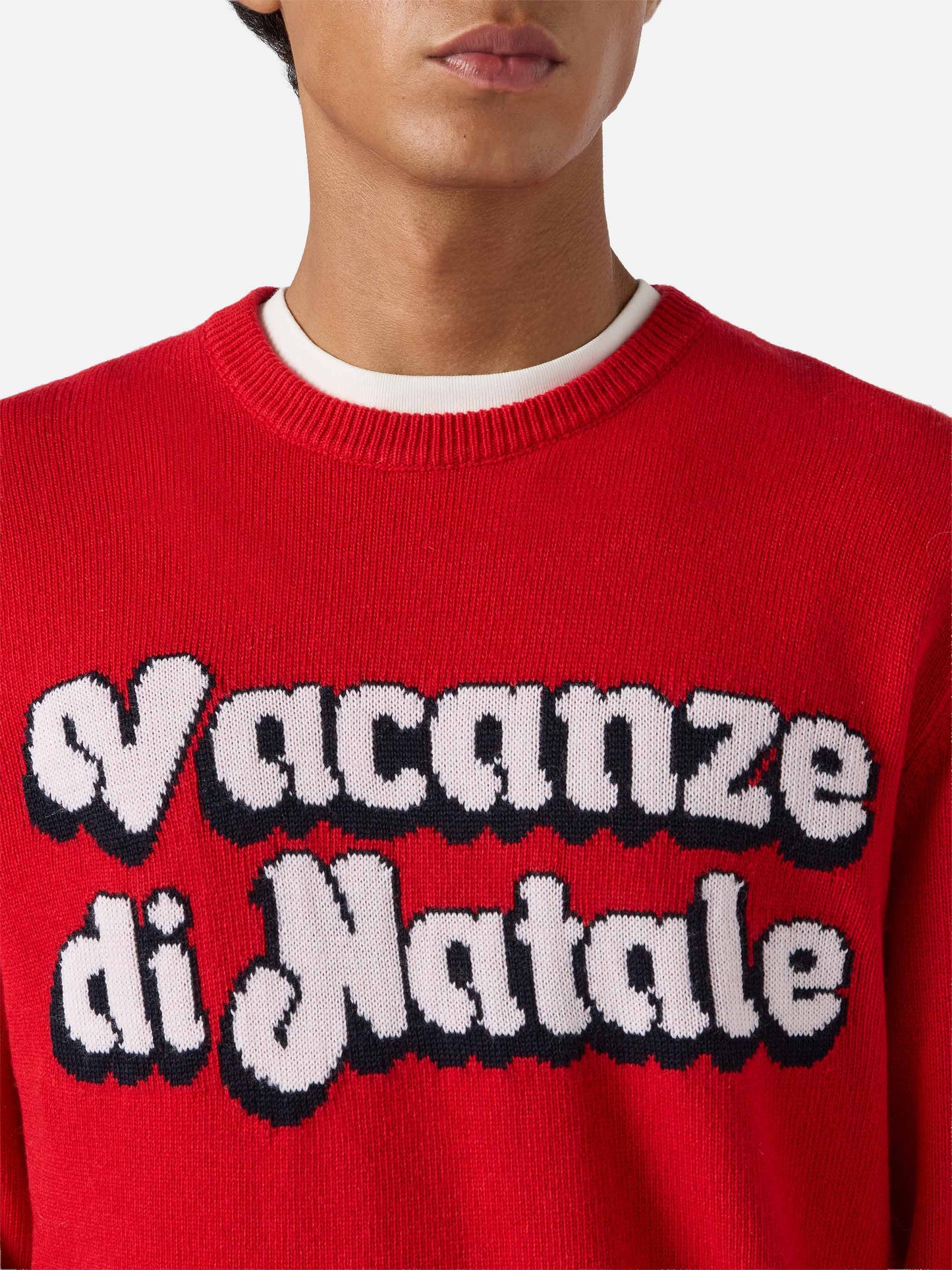 Red sweater Heron with Vacanze di Natale jacquard | VACANZE DI NATALE SPECIAL EDITION