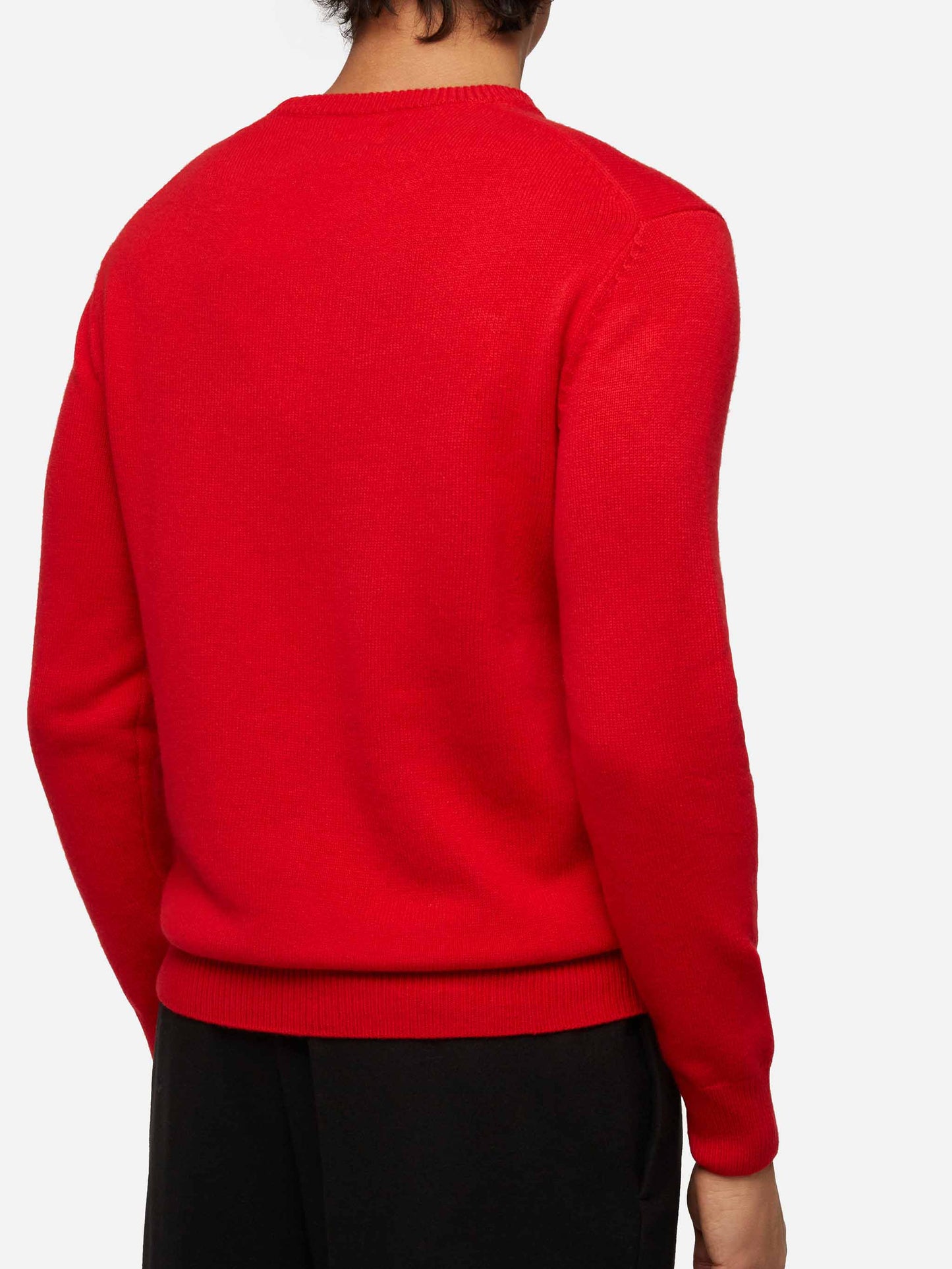 Red sweater Heron with Snoopy jacquard and embroidery | SNOOPY PEANUTS® SPECIAL EDITION - MC2 Saint Barth