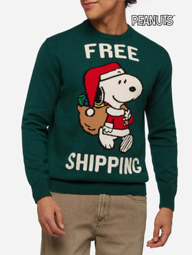 Maglione verde Heron con jacquard Snoopy | SNOOPY PEANUTS® SPECIAL EDITION